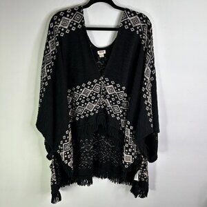 Mossimo Supply Co Women's Black and Cream Poncho/Wrap Size S/M P/M